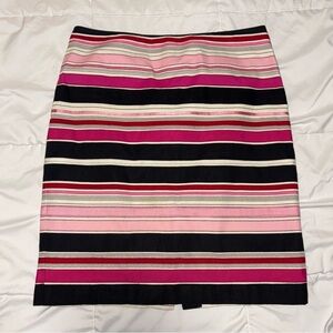 Talbots Black, White, & Pink Striped Skirt Size 12 Midi Mini